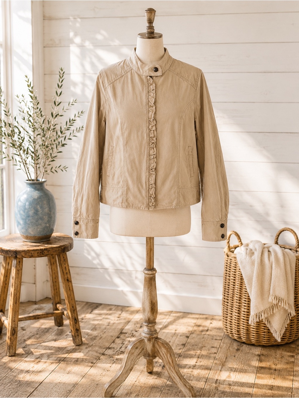 ✨ Sanctuary Tan Canvas Utility Jacket Military Style Women’s Size S ✨